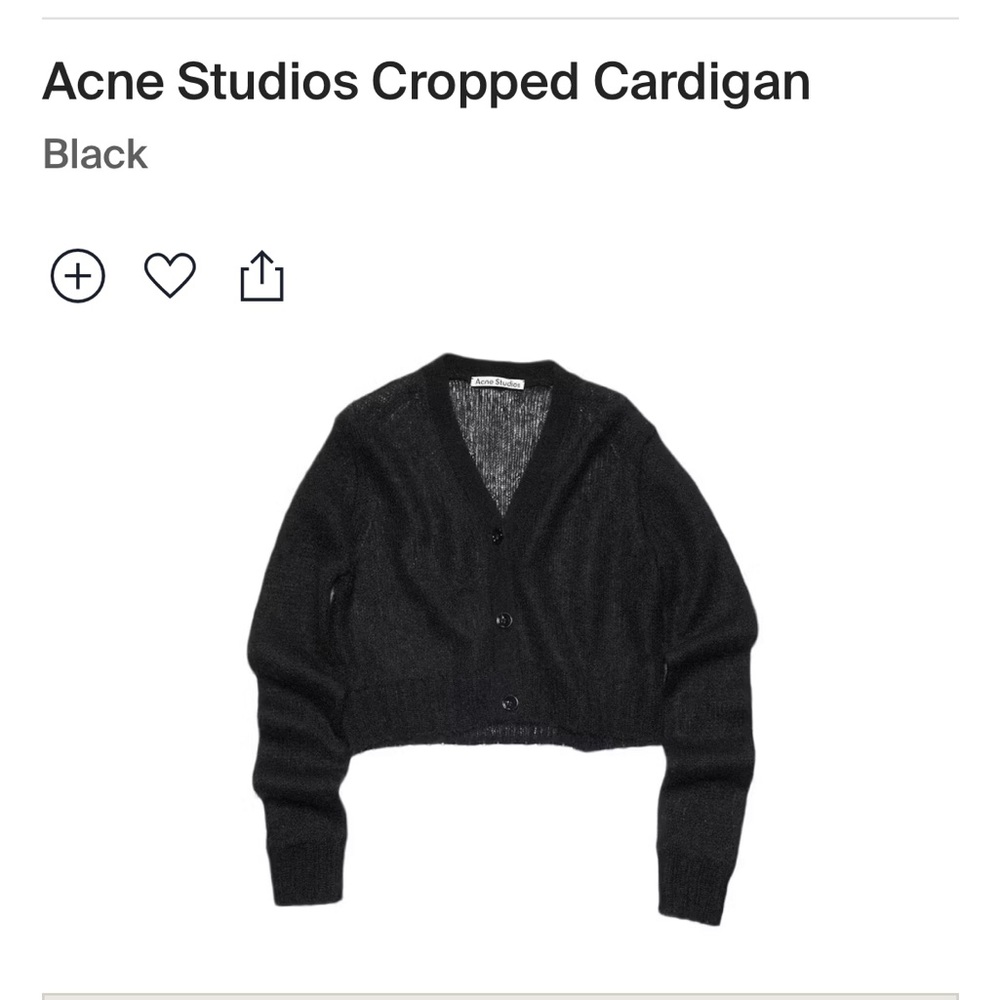 Acne Studios mohair and wool blend cardigan, NWOT